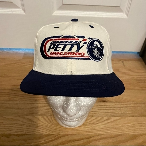 Vintage Richard Petty Driving Experience Snap Back Hat Trucker NEW Blue White - Picture 2 of 12